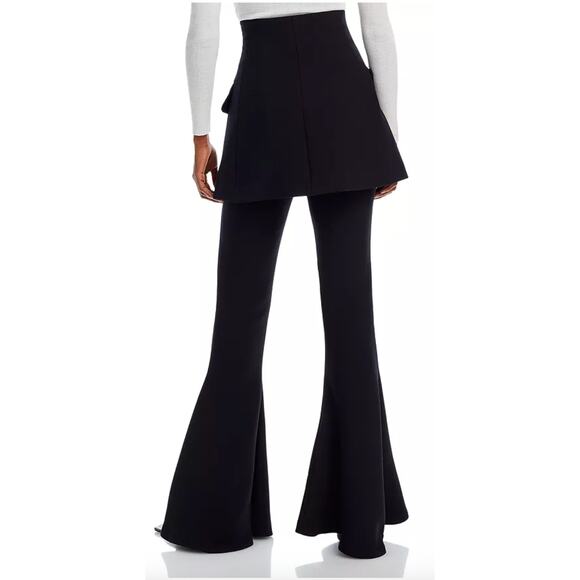 Women's A.W.A.K.E. MODE Skirted Ponte Overlay Flare Pants size 42 in Black Glam - Picture 2 of 8